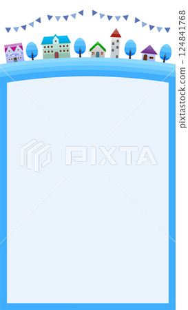 Simple cityscape vector illustration frame vertical background 124841768