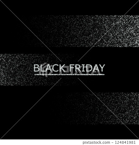 Silver dust on black background, Black Friday text design 124841981