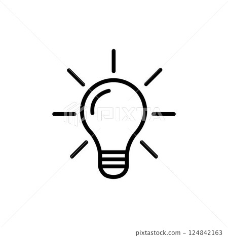 Light Bulb line icon vector, isolated on white background. Idea sign, solution, thinking concept Light Bulb line icon vector, isolated on white background. Idea sign, solution, thinking concept 124842163