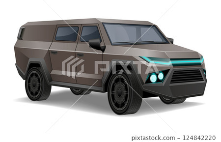 off road car to overcome restrictions and perform special tasks vector illustration 124842220
