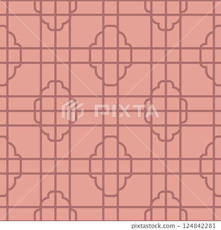 Vintage Pink Geometric Tile Pattern 124842281