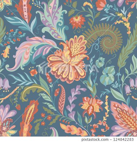 Colorful Floral Seamless Vector Pattern Colorful Floral Seamless Vector Pattern 124842283