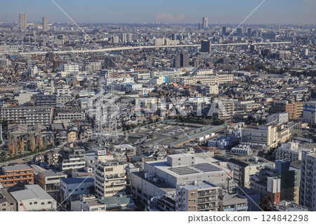Aerial View of Crowded Residential Area in Tokyo Japan Dec 8 2024 124842298