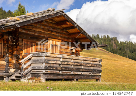 Dolomites Alpe di Siusi, Italy landscape, autumn Dolomites Alpe di Siusi, Italy landscape, autumn 124842747