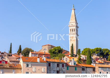 Rovinj, Croatia old town, church bell tower Rovinj, Croatia old town, church bell tower 124842795