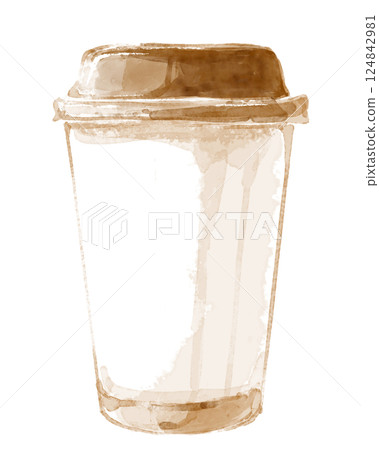 白色外帶杯的簡單水彩畫 白色外帶杯的簡單水彩畫 124842981