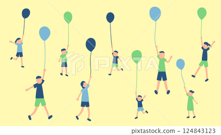 人們在氣球上漂浮的插圖 124843123