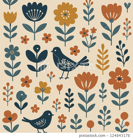 斯堪的納維亞設計插圖素材 124843178