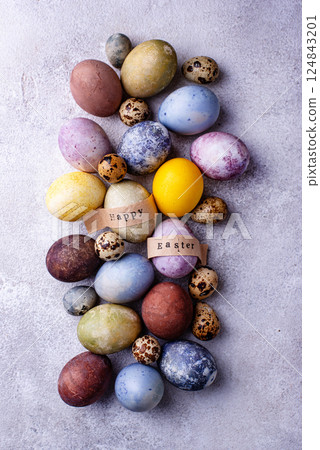 Easter eggs paint with natural dye Easter eggs paint with natural dye 124843201