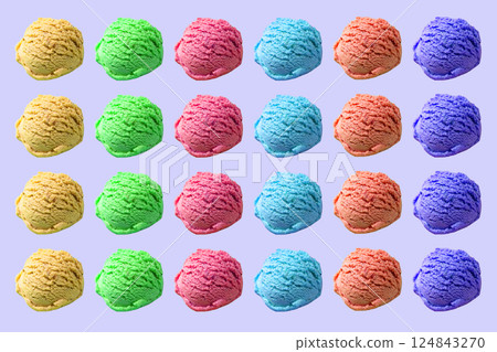 Frozen ice cream ball pattern isolated 124843270