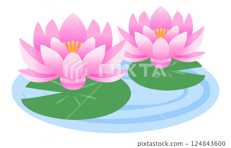 睡蓮花卉插圖 124843600