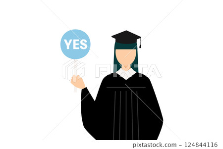 A simple illustration of an Asian female graduate wearing a graduation gown and mortarboard holding a Jesus stick A simple illustration of an Asian female graduate wearing a graduation gown and mortarboard holding a Jesus stick 124844116