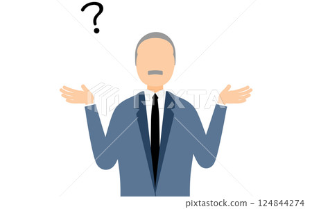 A simple illustration of a businessman in a business suit having a question 124844274
