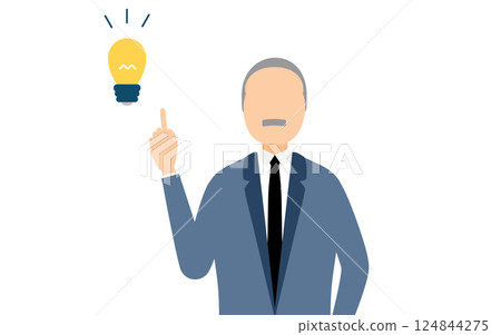 A simple illustration of a businessman in a business suit coming up with an idea 124844275