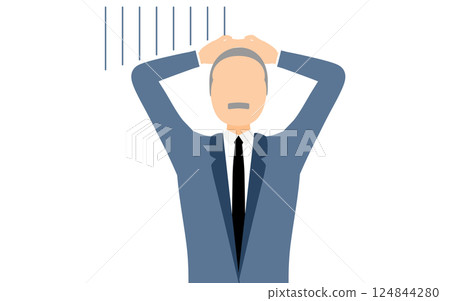 一個簡單的例子，一個穿著西裝的商人抱著頭擔心 124844280