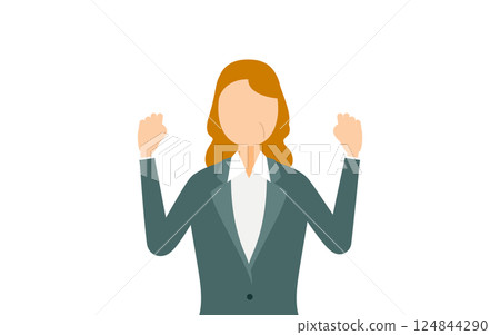 一個簡單的例子，一個穿著西裝的女商人擺出曼加特姿勢 124844290