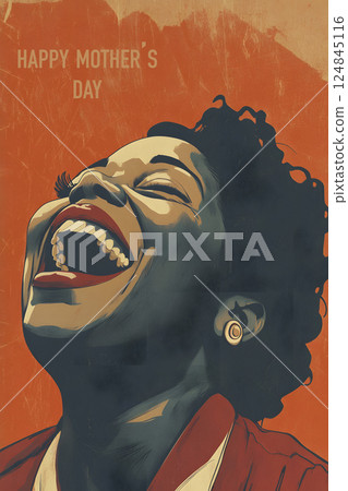 text happy mothers day and woman, generative AI text happy mothers day and woman, generative AI 124845116