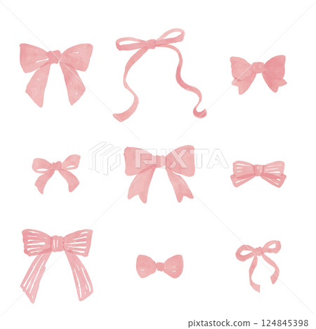 粉紅絲帶手繪水彩插畫集 124845398