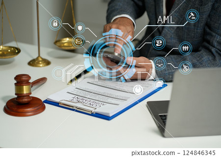 Government officials receiving bribe money from business man the concept of corruption and anti bribery. 124846345