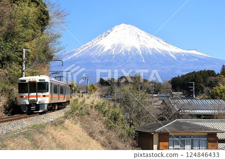 [JR Central] 313 Series 3000 and Mount Fuji (Minobu Line: Nishi-Fujinomiya to Numakubo) 124846433