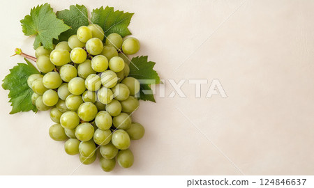 Bunch ripe green grapes simple uniform background, grape, harvest. Concept purchase, sale, banner 124846637