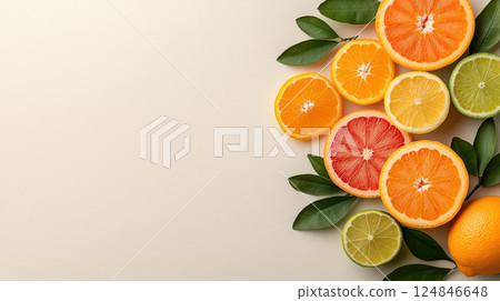 Citrus fruit including lemons, limes, grapefruits, oranges, tangerines isolated background, top view Citrus fruit including lemons, limes, grapefruits, oranges, tangerines isolated background, top view 124846648