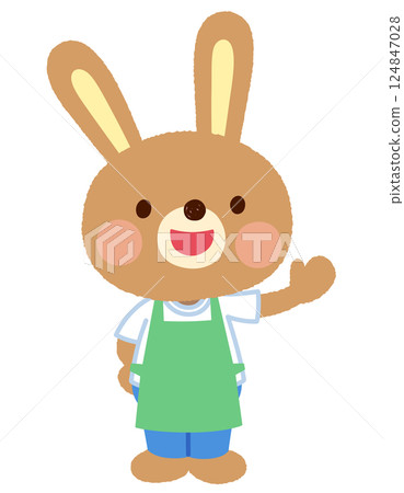 Cute rabbit character apron staff clerk Cute rabbit character apron staff clerk 124847028