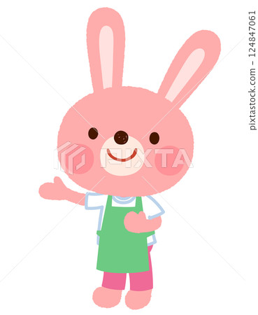 可愛兔子人物圍裙職員 124847061