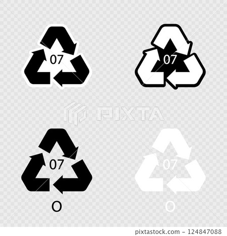 O 07 recycling code symbol set. 124847088