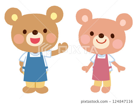 Cute bear character apron staff clerk Cute bear character apron staff clerk 124847116