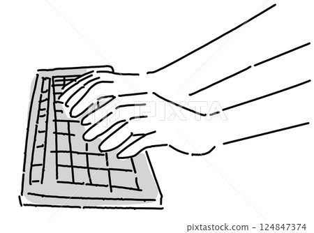 打字手的粗略簡單線條畫 124847374