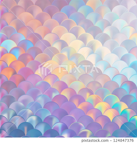 Soft pastel holographic mermaid, fish or snake scale. Iridescent skin 124847376