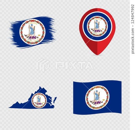 Virginia State Flag Icon Set. Virginia State Flag Icon Set. 124847992