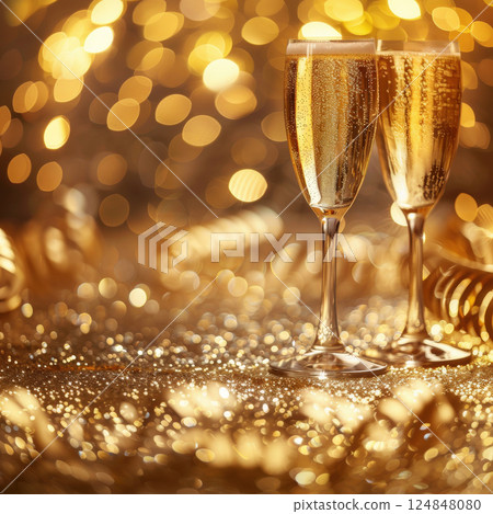 Closeup craft yellow gift box purple holiday background, copy space, banner Merry Christmas New Year Closeup craft yellow gift box purple holiday background, copy space, banner Merry Christmas New Year 124848080