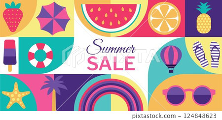 Summer Sale.Geometric pattern concept for website design,background,social media banner. Summer Sale.Geometric pattern concept for website design,background,social media banner. 124848623