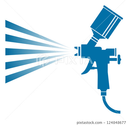 Illustration of spray painting, a process of spraying oil-based or water-based paint Illustration of spray painting, a process of spraying oil-based or water-based paint 124848677