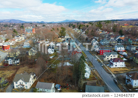 Aerial scene of Pittsfield, Massachusetts, United States on a fine day 124848787