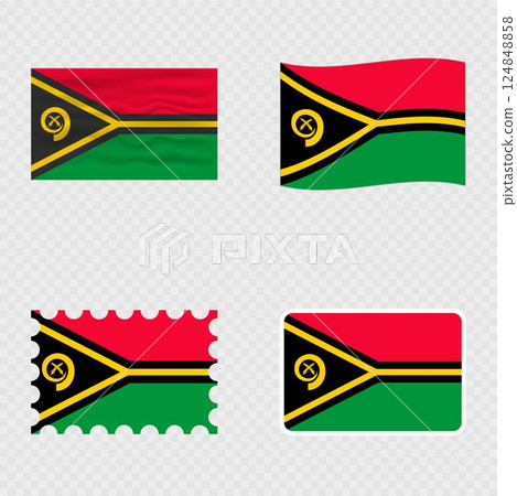 Vanuatu national flag in four different styles. Vanuatu national flag in four different styles. 124848858