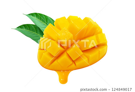 芒果插圖逼真的白色背景 124849017