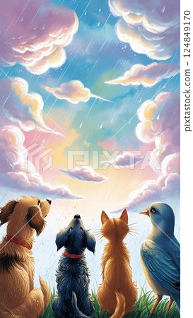 動物仰望天空 124849170