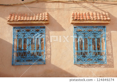Morocco, Kasbah Road, fortified village, Ait Ben Haddou, Ksar, window of a private house Morocco, Kasbah Road, fortified village, Ait Ben Haddou, Ksar, window of a private house 124849274