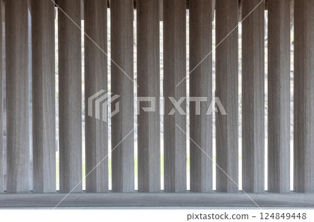 Traditional Japanese wooden vertical lattice Traditional Japanese wooden vertical lattice 124849448