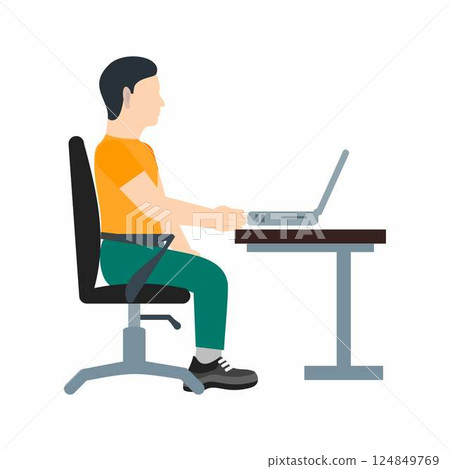 Working in Office icon vector image. Suitable for mobile apps, web apps and print media. Working in Office icon vector image. Suitable for mobile apps, web apps and print media. 124849769
