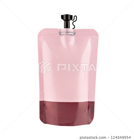 Pink Soft Packaging With Black Lid Shower Gel isolated on white background Pink Soft Packaging With Black Lid Shower Gel isolated on white background 124849954