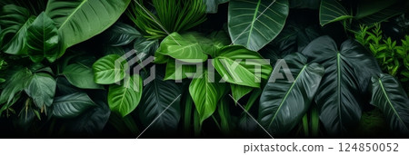 Background: green tropical leaves 124850052