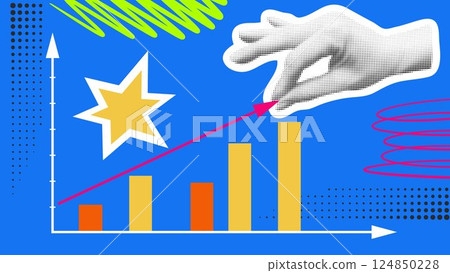 Contemporary collage growth graph vector graphics Contemporary collage growth graph vector graphics 124850228