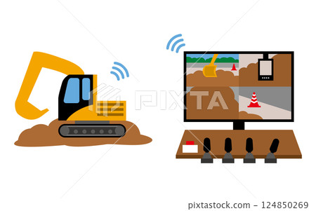 Construction DX illustration remote control Construction DX illustration remote control 124850269