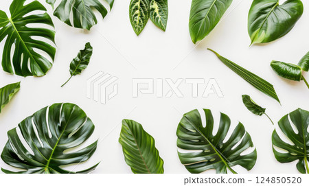 Assorted Tropical Leaves Frame 124850520