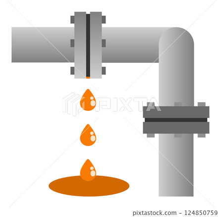 由於管道或水管故障導致法蘭洩漏的圖示 124850759