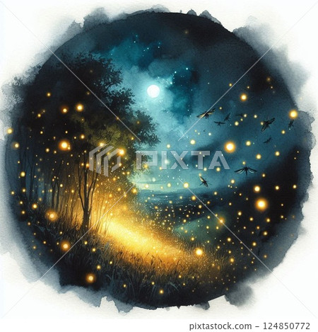 The light of the fireflies faintly illuminating the darkness 124850772